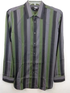 Murano Liquid Luxury Dress Shirt Men's L Green Grey Long Sleeve New Without Tags - Picture 1 of 13