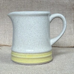 Vintage Speckled Yellow Trim Stoneware Creamer Cottage Core Farmhouse Rustic MCM - Picture 1 of 8