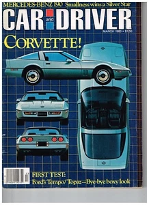 CAR AND DRIVER-MARCH 1983-CORVETTE ISSUE-FORD TEMPO-MERCURY TOPAZ-MERCEDES 190 - Picture 1 of 1