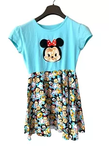 Disney Parks Disney World Child Minnie Mouse Dress size XL Applique Blue K - Picture 1 of 5