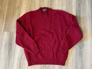 VINTAGE Lands End Pullover Damen Medium weinrot 100 % Shetlandwolle Rundhalsausschnitt UK - Bild 1 von 7