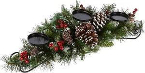 Artificial Christmas Centerpiece,Includes 3 Candle Holders,Red Berries, 30 Inch - Picture 1 of 5