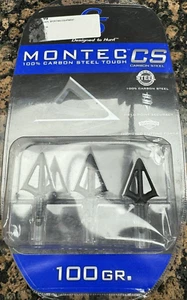 G5 Montec CS (Carbon Steel) 100 Grain Fixed Blade Broadhead 3 Pack BRAND NEW - Picture 1 of 1