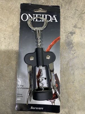 Oneida Wing Corkscrew  Wine Bottle Opener Black and Silver - Image 1 of 2