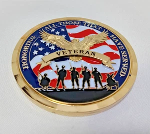 US Veterans Commemorative Challenge Coin Honoring Service Please Read - Picture 1 of 9