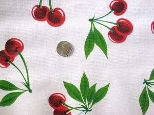 Manteles de vinilo cereza blanca roja manteles comedor cocina patio 6 tamaños 48x48-108 - Imagen 1 de 7