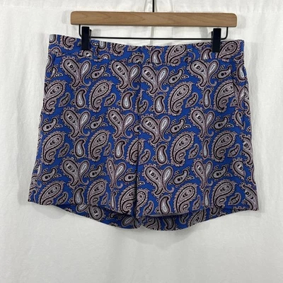 Banana Republic 短裤女式蓝色多色佩斯利中腰汉普顿版型 8 码 — 第 1/4 张图片