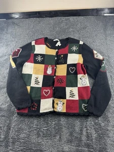Christopher & Banks Weihnachten Patchwork handbestickter Pullover (L) - Bild 1 von 3