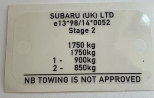 Subaru Impreza STi WRX Prodrive P1 Load Plate Label + P1 Build number hole - Picture 1 of 5