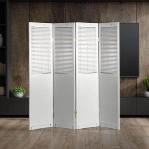 White 6 ft. Tall Adjustable Shutter 4-Panel Room Divider - Picture 1 of 5