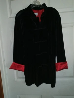 ¿Terciopelo/terciopelo negro vintage para mujer JBS LTD? Chaqueta cierre palanca talla XL rojo Foto 1 de 4