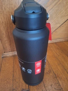 Rosflask 32oz.Black Insulated Water Bottle w/Straw Lid Stainless Steel BPA Free - Picture 1 of 15