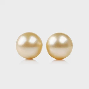Pair 12.2mm+12.4mm Light gold South Sea Cultured Loose Pearl Undrilled,27.0 CT - Picture 1 of 6