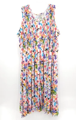 Women Within floral button up pin-tuck midi dress Size 4X sleeveless knit - Image 1 of 4