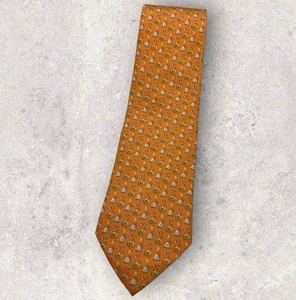 Corbata de seda SALVATORE FERRAGAMO ITALIA naranja camello elefante con:3,7" usada en excelente estado - Imagen 1 de 5