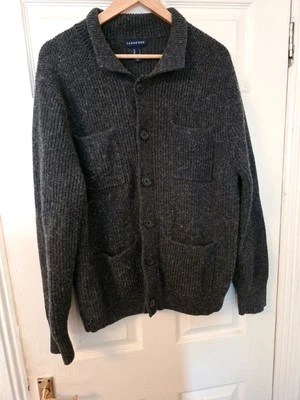 Land's End Thick Wool Blend Cardigan Dark Grey Mens Size Large - Image 1 of 4