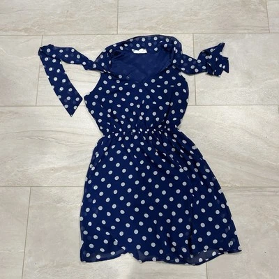 XXI Essentials Blue and White Polka Dot dress size medium  - Image 1 of 4