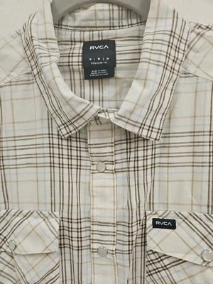 Camisa RVCA Para Hombres Mediana Cuadros Manga Larga Perla Broches de presión Patinador Surfista Nueva con Etiquetas  Foto 1 de 4