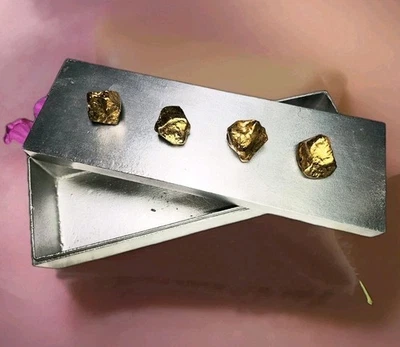 Rare Jesse Dimond Design Gold Nugget Jewelry Trinket Box Pewter Art/Sculpture EX - Image 1 of 4