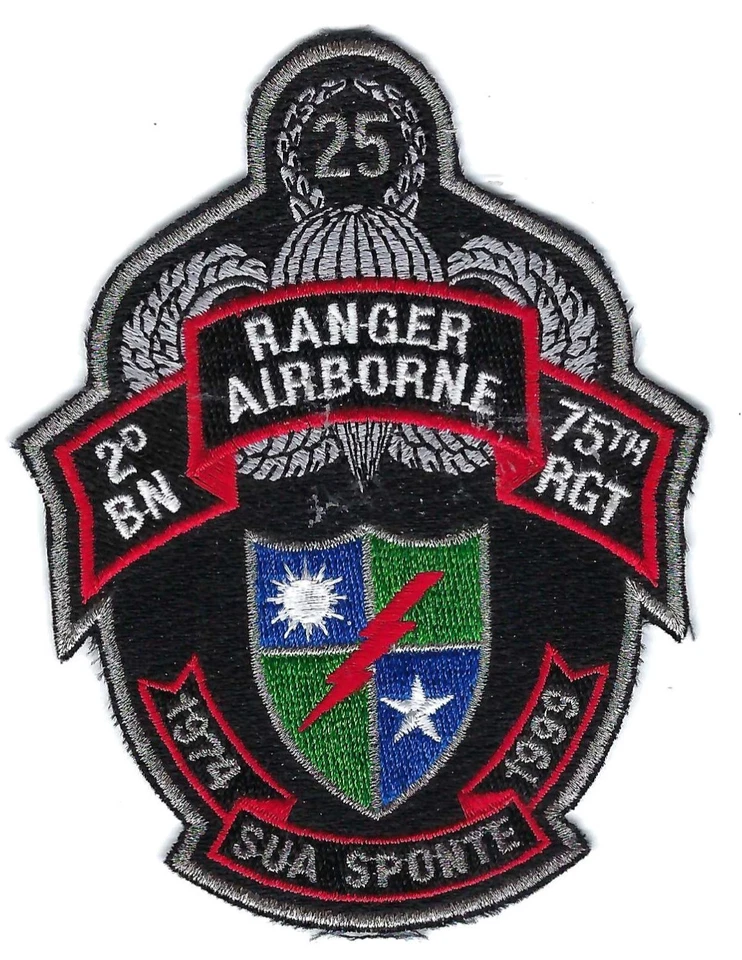 2d BN 75th REGT AIRBORNE RANGER 25TH ANNIVERSARY 1974-1999 patch - Image 1 of 1