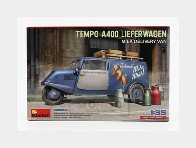 1:35 MINIART Tempo A400 Lieferwagen 3-Wheels Milk Delivery Van 1962 Kit MA38057 - Immagine 1 di 2