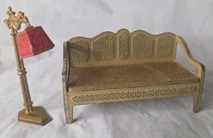 Tootsie toy Furniture Living Room Couch And Lamp Used Condition - Picture 1 of 11
