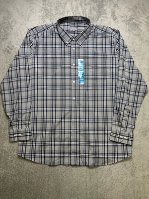 Camisa Berkeley Jensen Abotonada Para Hombre Talla XXL Gris y Azul A Cuadros Nueva Con Etiqueta Foto 1 de 4