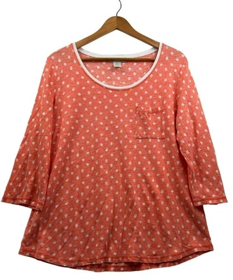 Топ Orvis женский размер XL коралловый в горошек льняной прибрежный классный приподнятые предметы первой необходимости - Изображение 1 из 4