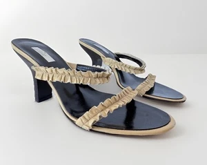 GUCCI Beige Cream Leather Ruffle Straps High Heel Sandals Women’s Size 8 - Picture 1 of 11
