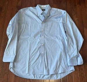 Gitman Gold Button Shirt Mens 16.5 - 35 Blue Pinpoint Oxford Dress Casual USA - Picture 1 of 6
