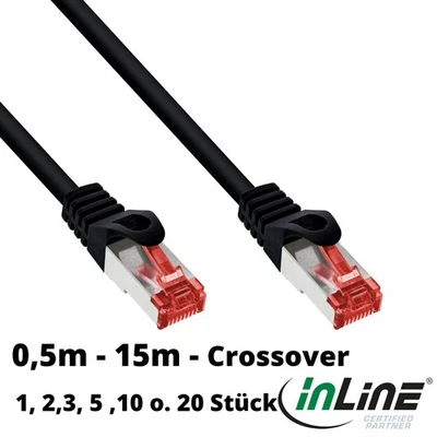 Crossover Patchkabel S/FTP Cat.6 schwarz CU Kupfer 0,3 - 15m Netzwerk Ethernet - Bild 1 von 2