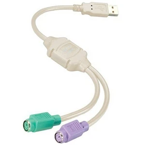 Dual PS/2 to USB Adapter - Perfect for PS/2 Mouse & Keyboard to USB Port (Black) - Picture 1 of 1