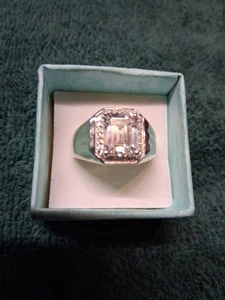 Size 10 Rhodium/Sterling Men's Ring Made With Zirconia From Swarovski (1016) - Picture 1 of 20