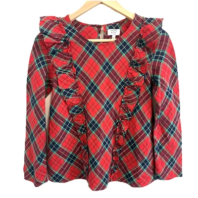 Blusa Camisa Crown & Ivy Navidad Top Tartán Cuadros Vacaciones Talla Grande 10 12 Roja Foto 1 de 4