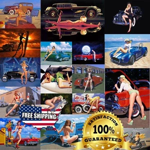 Vintage Tin Metal sexy women Car Girl Sign Plate Wall Decor Bar Pub Poster Home - Picture 1 of 29