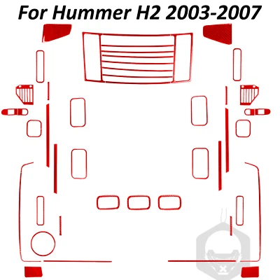 Kits completos de cubierta de panel exterior de fibra de carbono roja de 65 piezas para Hummer H2 2003-07 Foto 1 de 4
