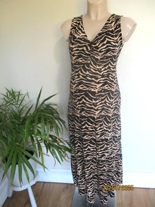 DOROTHY PERKINS MATERNITY BLACK BROWN ANIMAL PRINT MIDI DRESS SIZE 10 - Picture 1 of 2