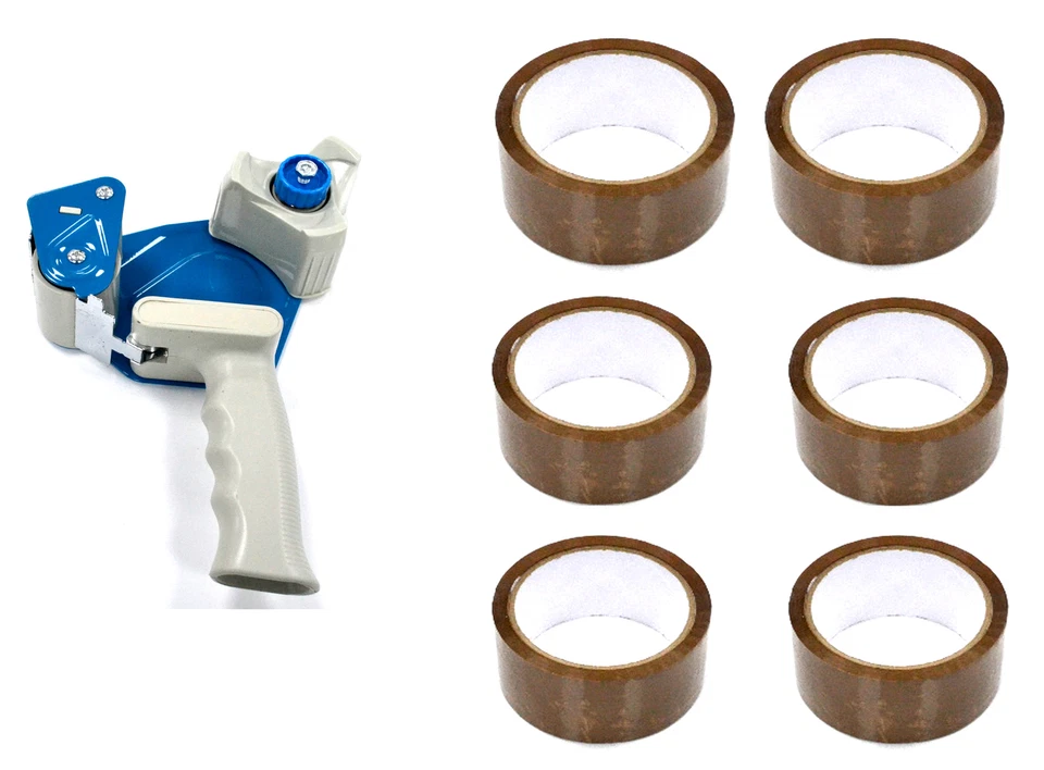 Sellotape Dispenser Gun Heavy Duty Weight COMING WITH 6 ROOL OF TAPES Easy Use - Image 1 of 1