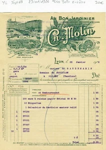 Dépt 69 - Lyon 8 Place Bellecour - Superbe Entête d'une Jardinerie du 23/01/1906 - Picture 1 of 1
