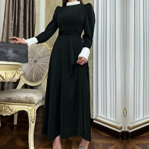 Vintage Women Evening Long Dress Abaya Muslim Robe Evening Party Gown Prom Dress - Picture 1 of 27