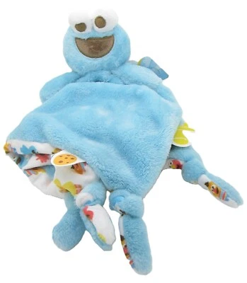 Cobertor de segurança Sesame Street Cookie Monster azul chupeta suporte e etiquetas - Imagem 1 de 4