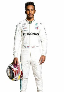 Lewis Hamiton White Racing Suit CIK/FIA Level F1 Auto/Car Racing Suit - Picture 1 of 3