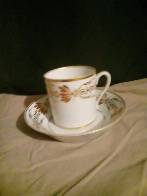 Antique 19th c. Empire Old Paris Porcelain Tea Cup & Saucer French Coffee Can - Image 1 of 4