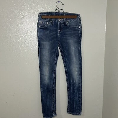 Pantalones de mezclilla ajustados TRUE RELIGION para niñas talla 10 costura rosa lavado medio Foto 1 de 4