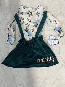 Target Toddler Bluey Christmas 2pc Long Sleeve Top Skirtall Set Romper Dress 2T - Picture 1 of 4