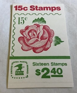 USPS Stamp Booklet of Sixteen 15-cent Rose Stamps (Scott 1737a BK134)  (1978) - Picture 1 of 3