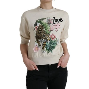 DOLCE & GABBANA Sweater Pullover Beige Jungle Printed Cotton IT38/US4/XS 950usd - Picture 1 of 8