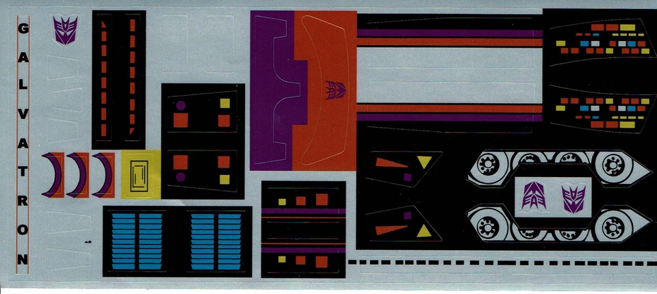 TRANSFORMERS GENERATION 1, G1 DECEPTICON GALVATRON REPRO LABELS / STICKERS - Image 1 of 1