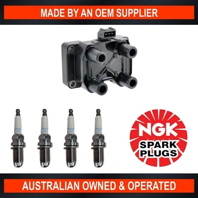 4x NGK Spark Plugs w/ Swan Ignition Coil Pack for Holden Frontera UT X20SE - Image 1 of 4