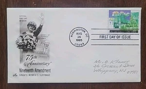 US FDC # 2980 19th Amendment 1995. - Picture 1 of 6
